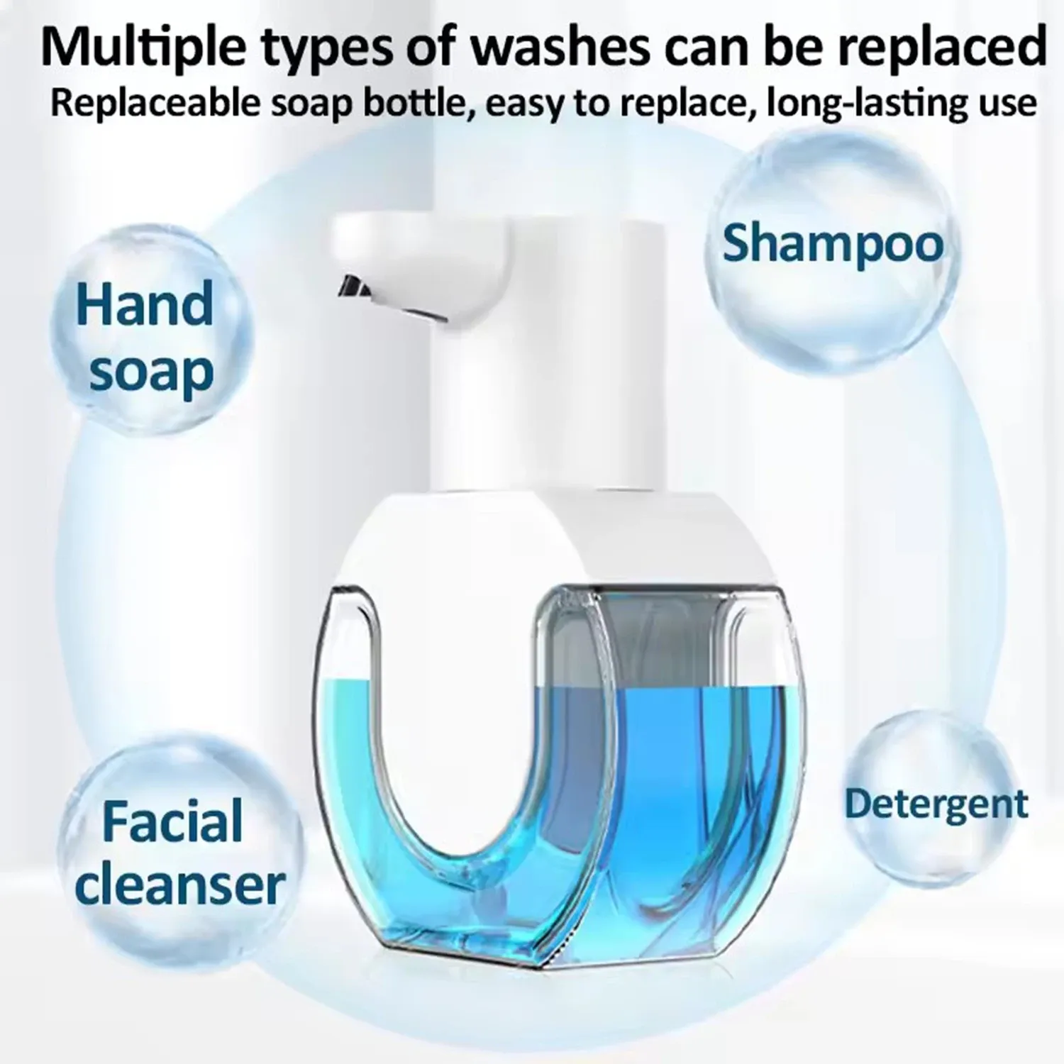 Distributeur de savon mousse automatique mural intelligent, rechargeable, 500 ml, capteur infrarouge pour salle de bain 2