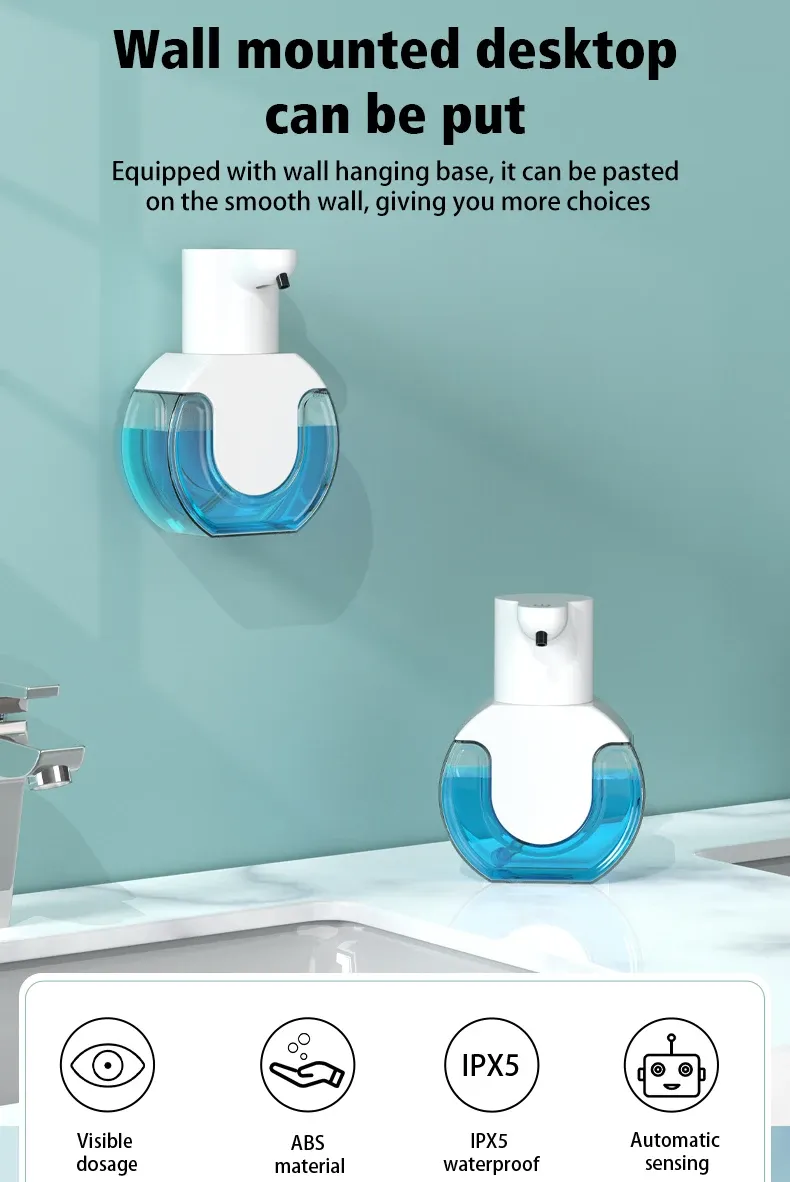 Distributeur de savon mural intelligent, design épuré