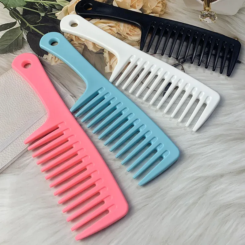 Peigne à cheveux résistant à la chaleur pour femme, peigne humide, brosse pour cheveux bouclés, outil de coiffure professionnel pour salon, dents larges - Image 1