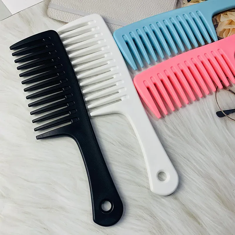 Peigne à cheveux résistant à la chaleur pour femme, peigne humide, brosse pour cheveux bouclés, outil de coiffure professionnel pour salon, dents larges 2