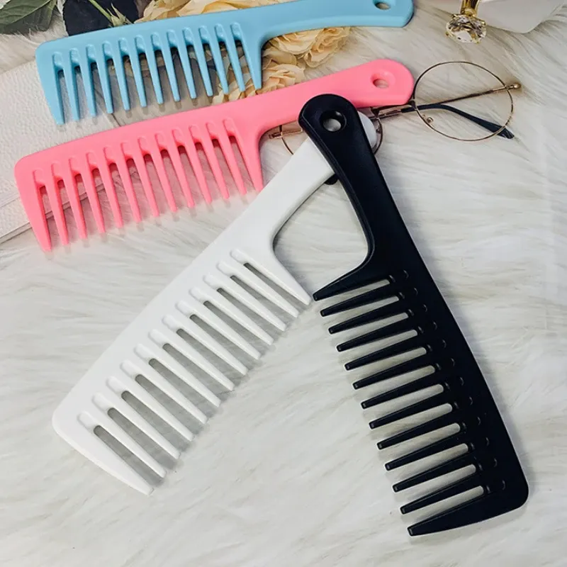 Peigne à cheveux résistant à la chaleur pour femme, peigne humide, brosse pour cheveux bouclés, outil de coiffure professionnel pour salon, dents larges 3