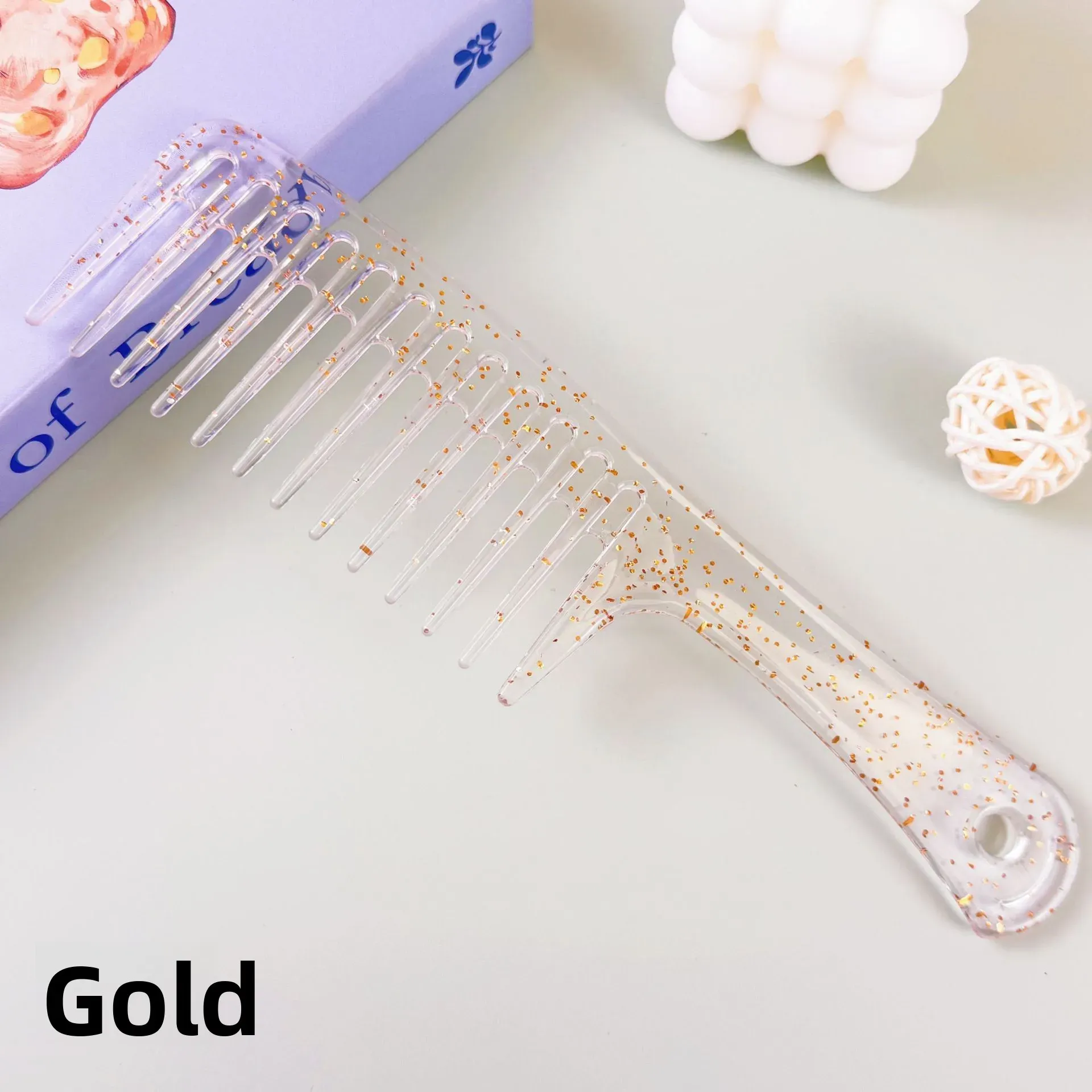 Peigne à cheveux résistant à la chaleur pour femme, peigne humide, brosse pour cheveux bouclés, outil de coiffure professionnel pour salon, dents larges 9