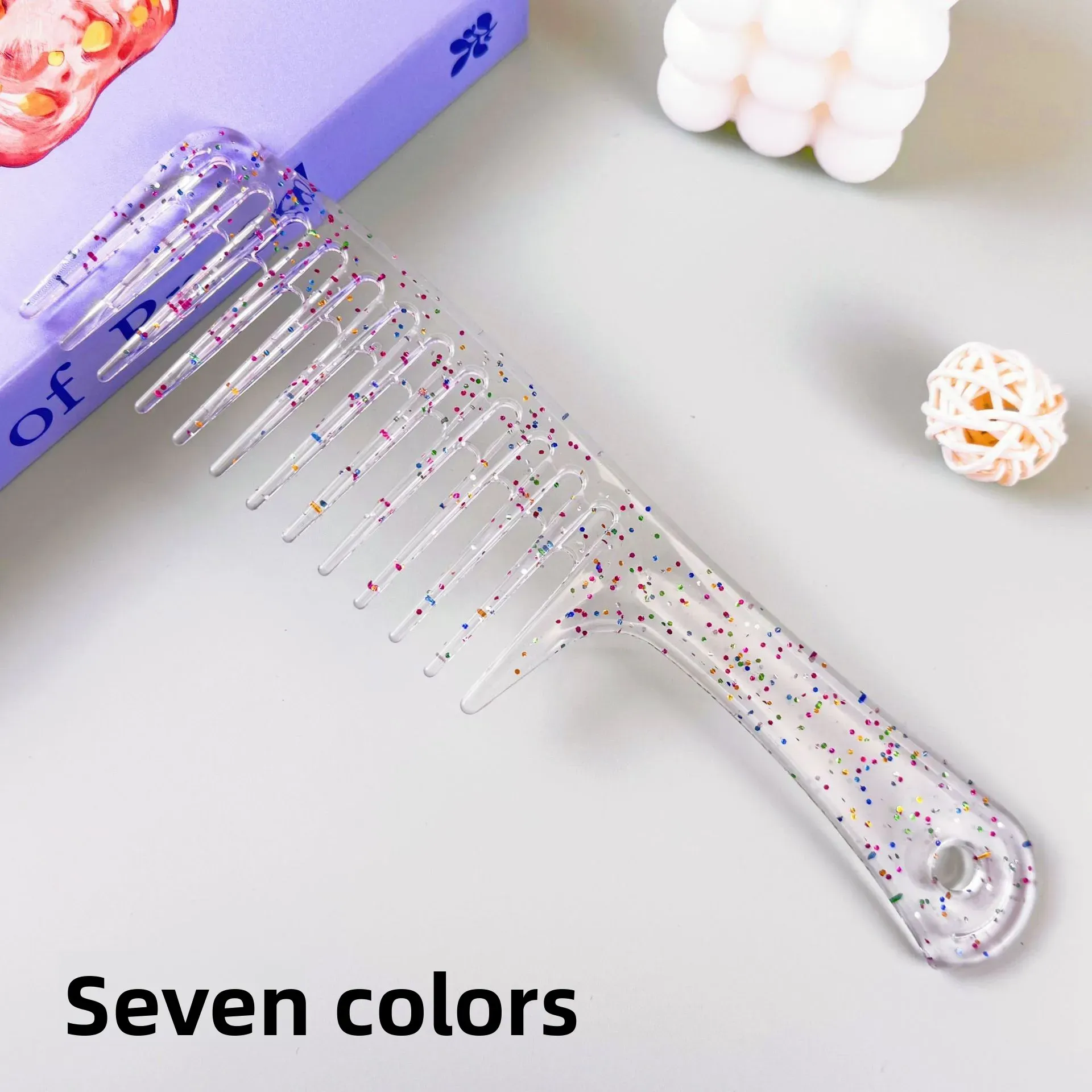 Peigne à cheveux résistant à la chaleur pour femme, peigne humide, brosse pour cheveux bouclés, outil de coiffure professionnel pour salon, dents larges 8