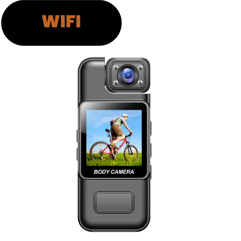 Caméra Wi-Fi Ultra HD 4K, mini caméra vidéo numérique portable, enregistreur pour les forces de l'ordre, caméra de sport d'extérieur à objectif rotatif 180° 8