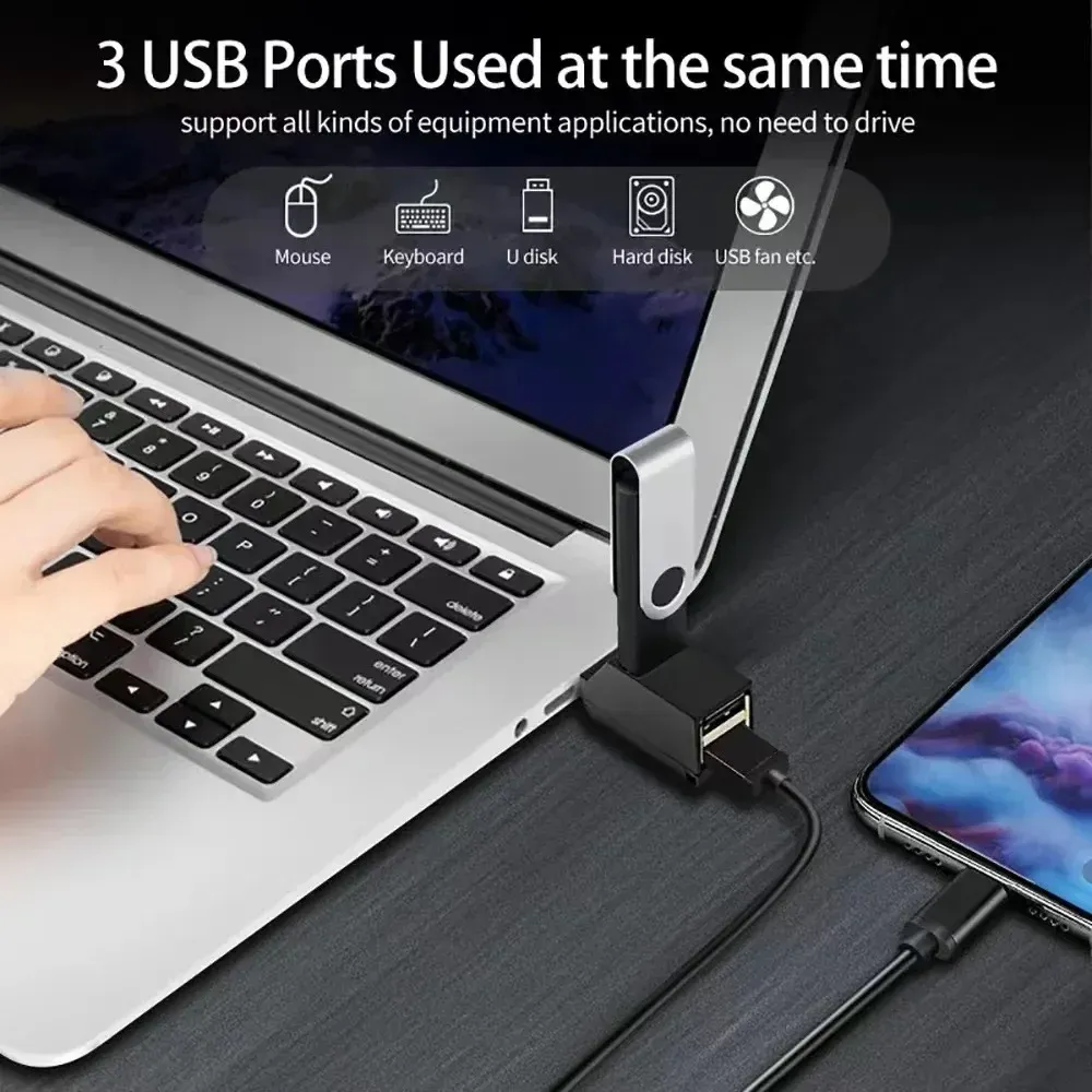 Hub USB multiport 3.0 et 2.0 pour ordinateur portable et bureau, adaptateur multifonction 4