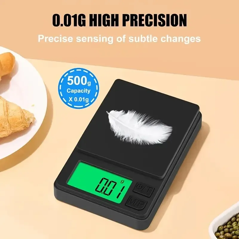 Balance de poche numérique miniature 100/500 g, précision 0,01 g 2