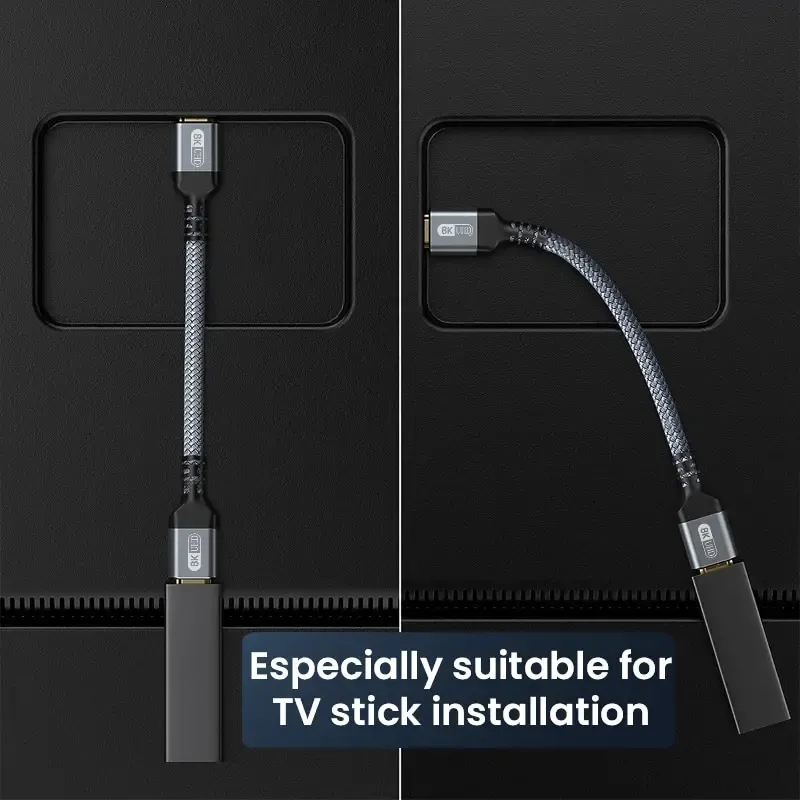 Câble d'extension HDMI 2.1 tressé 8K mâle vers femelle, adaptateur d'extension pour Roku TV, PS5, téléviseur HD, lecteur Blu-ray, 8K @ 60 Hz, 4K @ 240 Hz 4