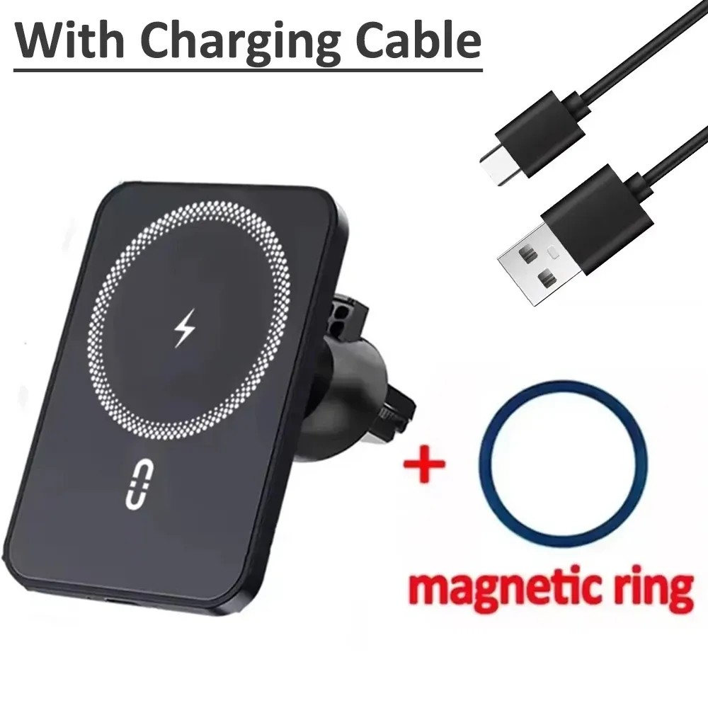 Support magnétique GPS pour téléphone à fixer sur la grille d'aération de voiture, avec chargeur sans fil rapide compatible MagSafe pour iPhone 17, 16, 15, 14, 13, 12 Pro Max 11
