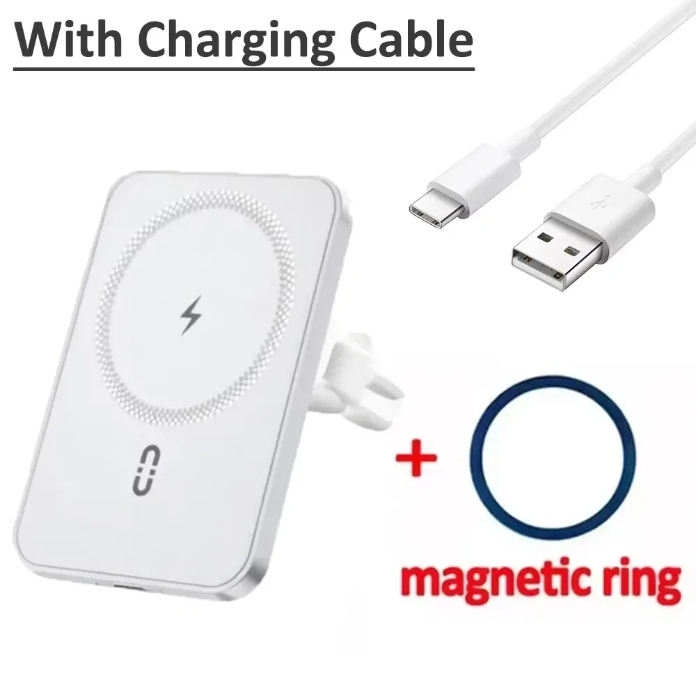 Support magnétique GPS pour téléphone à fixer sur la grille d'aération de voiture, avec chargeur sans fil rapide compatible MagSafe pour iPhone 17, 16, 15, 14, 13, 12 Pro Max 7