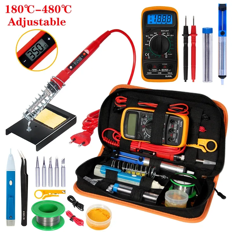 Kit de fer à souder électrique 80 W à température réglable, écran LCD, 110 V / 220 V, avec multimètre XL830L