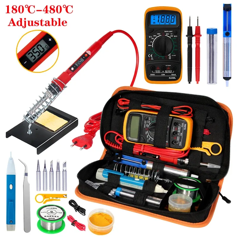 Kit de fer à souder électrique 80 W à température réglable, écran LCD, 110 V / 220 V, avec multimètre XL830L 7