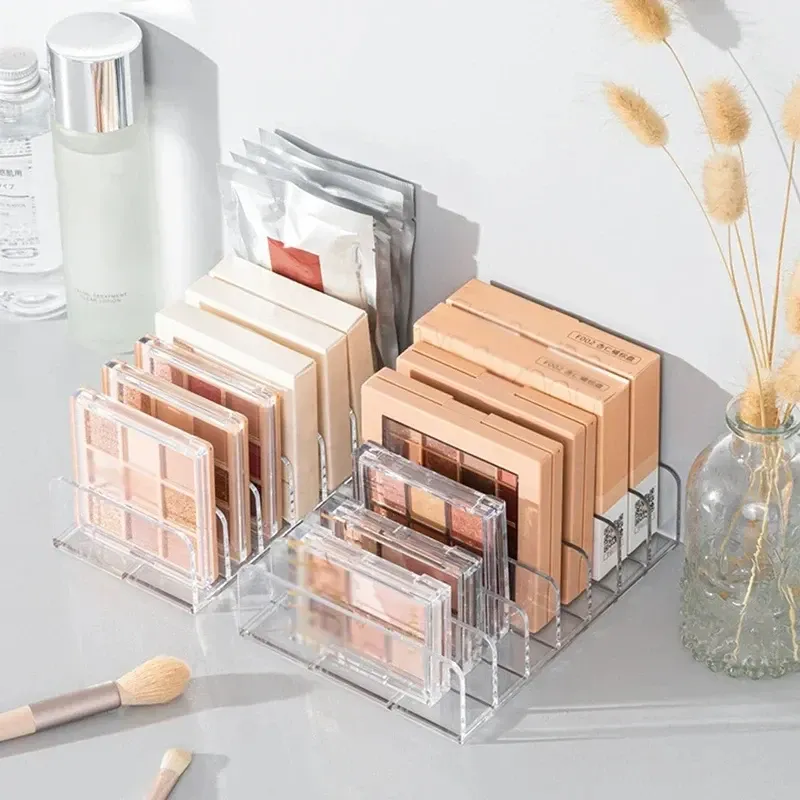Organisateur de maquillage à 7 compartiments en plastique transparent, boîte de rangement pour cosmétiques et plateau de présentation pour fards à joues et à paupières - Image 1