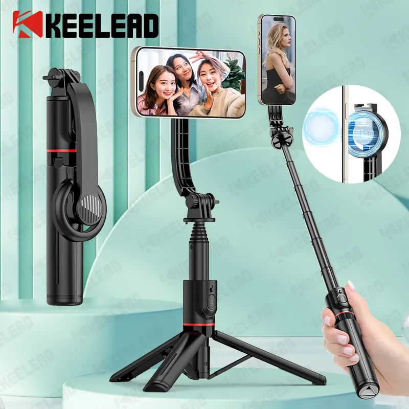 KEELEAD – Perche à selfie magnétique avec télécommande Bluetooth et trépied pour iPhone MagSafe 12, 13 et 14 Pro Max, prise de vue verticale 1