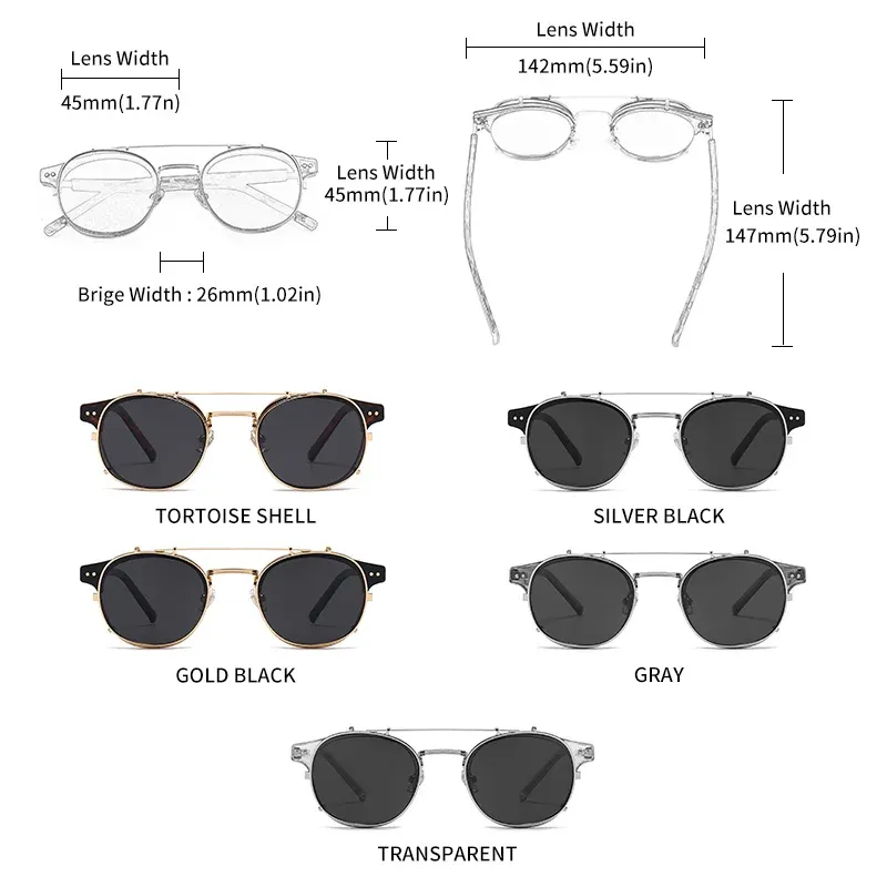 Lunettes de soleil polarisées GCV à double couche et lentille amovible, monture en acétate au style gothique rétro steampunk, unisexe 5