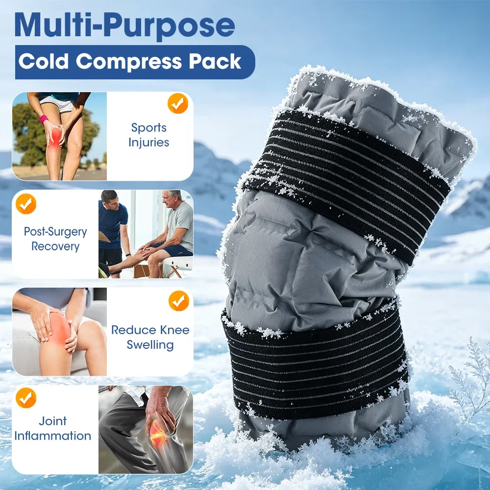 Compresse de glace réutilisable pour le genou en utilisation