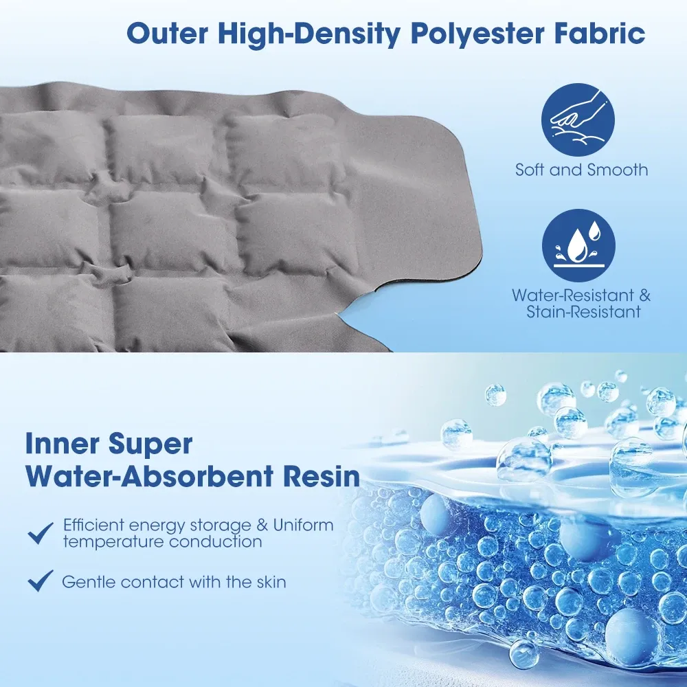 Compresse de glace réutilisable pour le genou, détail du tissu