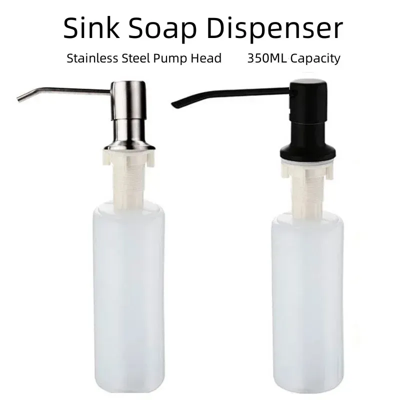Distributeur de savon pour évier en acier inoxydable à pompe manuelle, 350 ml