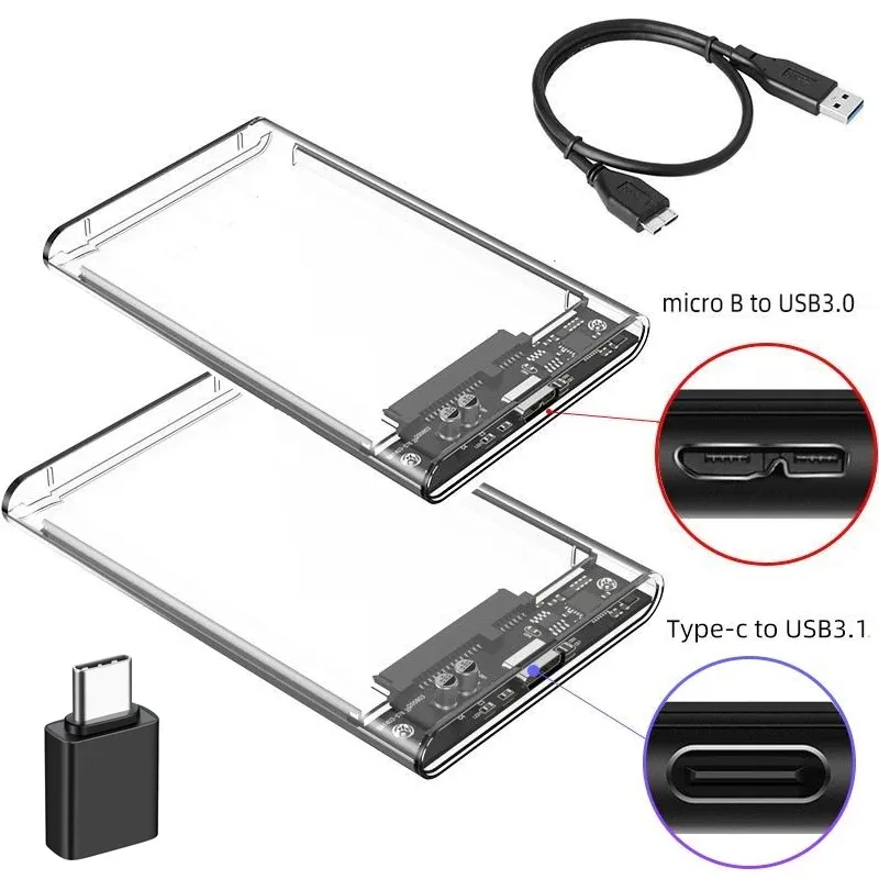 Boîtier USB 3.0 / USB Type-C pour disque dur SATA III 2,5 pouces, compatible SSD et HDD, prise en charge UASP