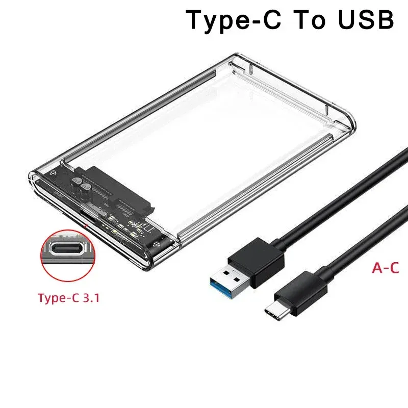 Boîtier USB 3.0 / USB Type-C pour disque dur SATA III 2,5 pouces, compatible SSD et HDD, prise en charge UASP 7