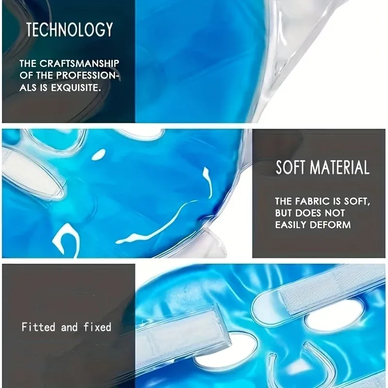 Masque facial en gel réutilisable - Pack de glace pour soins du visage, utilisable en compresse froide ou chaude pour soulager la pression 2