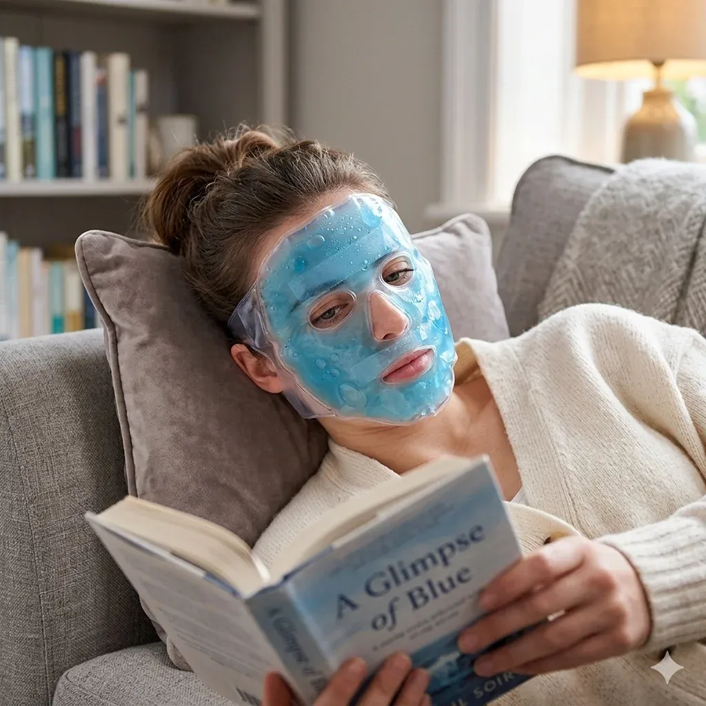 Masque facial en gel réutilisable - Pack de glace pour soins du visage, utilisable en compresse froide ou chaude pour soulager la pression 3