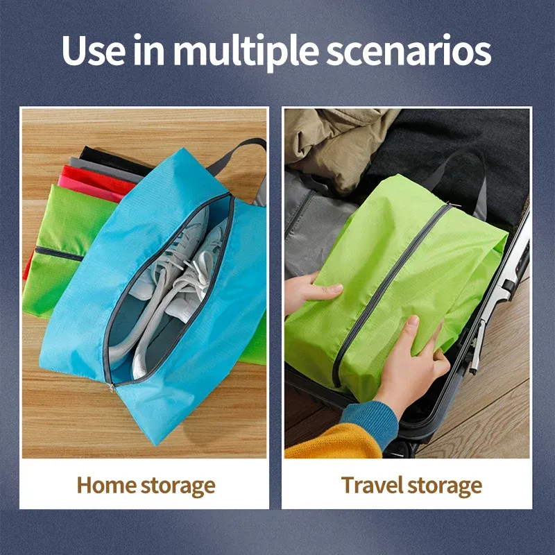 Sac de rangement portable pour chaussures de voyage, étanche, avec fermeture éclair robuste 3