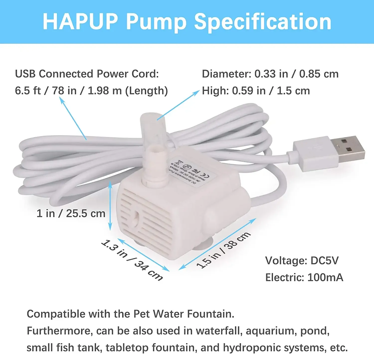 Distributeur d'eau pour animaux de compagnie, pompe à eau, fontaine d'eau pour chat, moteur brûlant anti-sec, remplacement pour fleurs, bol à boire, produits pour animaux de compagnie 5