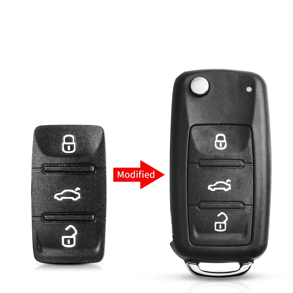 Clé télécommande de voiture KEYYOU à 3 boutons en caoutchouc, compatible Volkswagen Golf 4, 5, 6 et 7, Skoda Octavia, Seat Leon, Ibiza et Altea 7