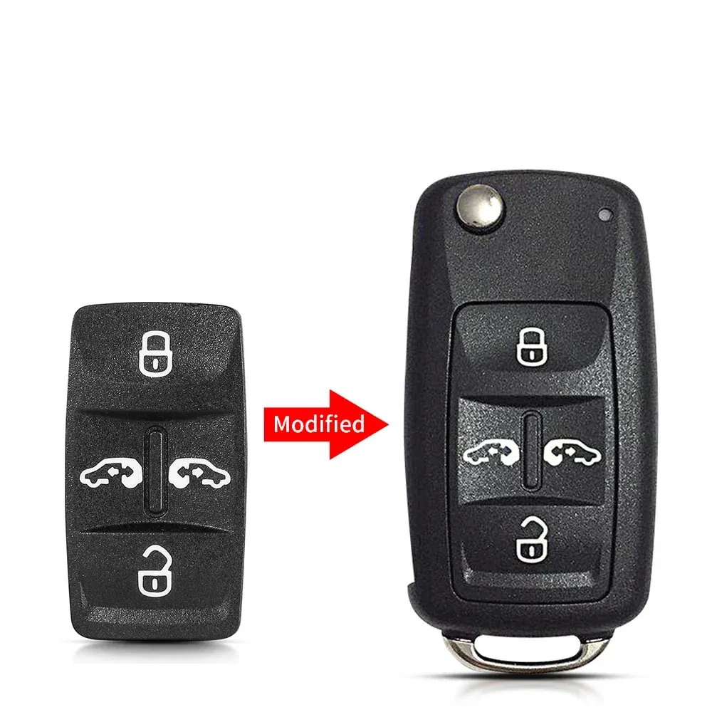 Clé télécommande de voiture KEYYOU à 3 boutons en caoutchouc, compatible Volkswagen Golf 4, 5, 6 et 7, Skoda Octavia, Seat Leon, Ibiza et Altea 8