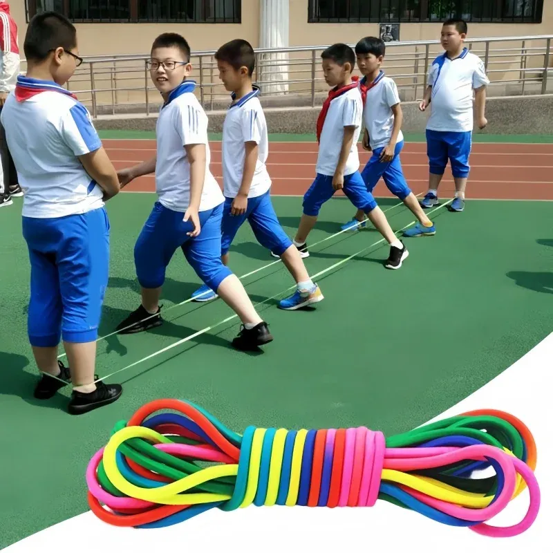 Corde à sauter extra-élastique 5 à 10 m, pour l'entraînement d'endurance, jouet d'exercice ludique, usage intérieur et extérieur, corde à sauter en caoutchouc réglable 4