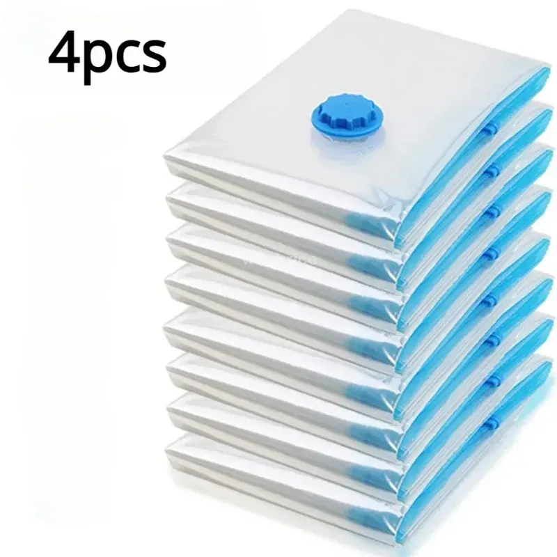 Lot de 4 sacs de compression sous vide épais et transparents pour couettes et vêtements - Image 1