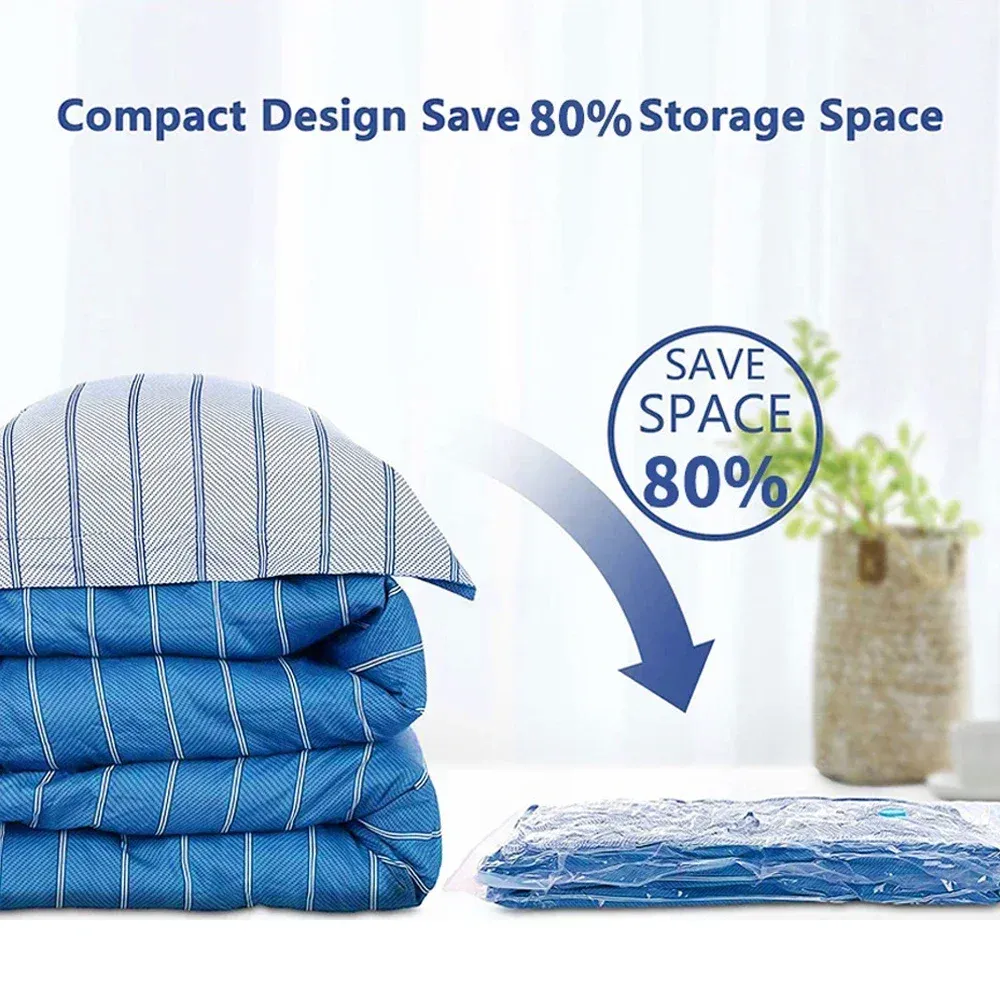 Sacs de compression sous vide transparents pour le rangement de vêtements et de couettes