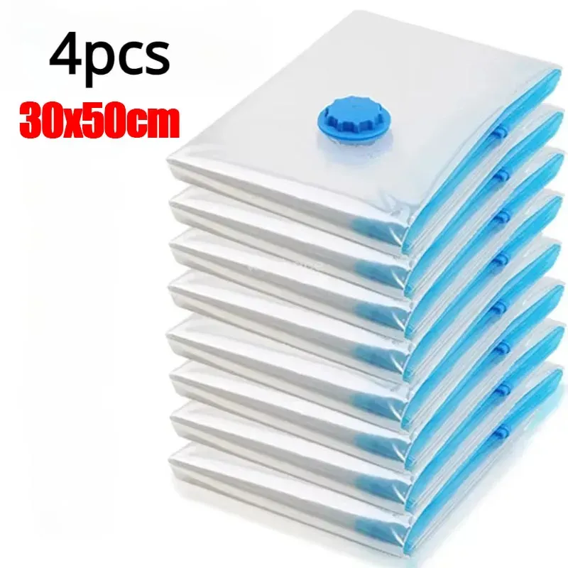Lot de 4 sacs de compression sous vide épais et transparents pour couettes et vêtements 30