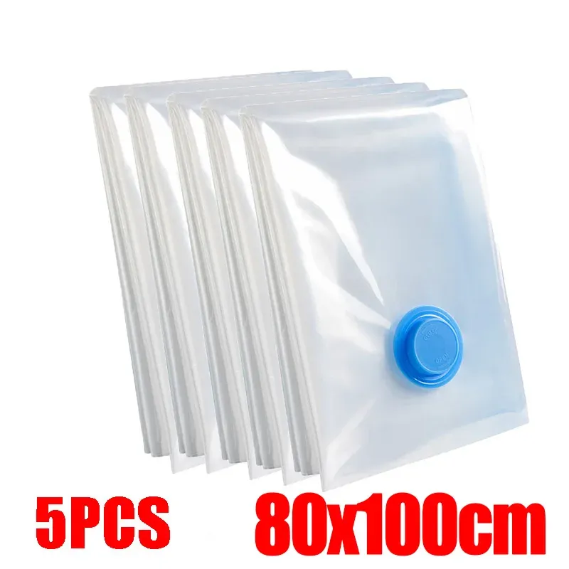 Lot de 4 sacs de compression sous vide épais et transparents pour couettes et vêtements 7