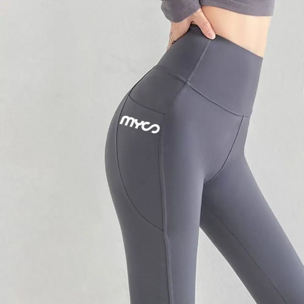 Legging sans couture taille haute avec poche pour femme, monochrome - Image 1