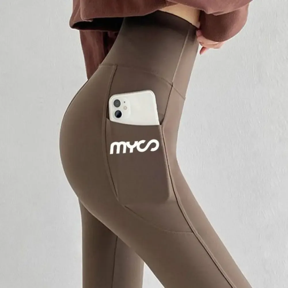 Legging sans couture monochrome avec poche, vue de face