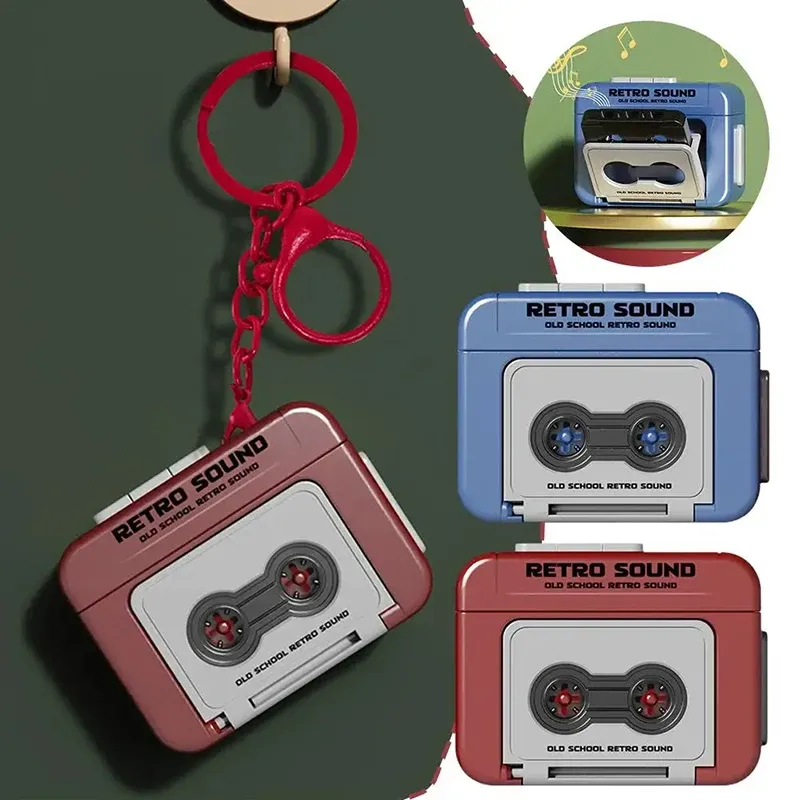 Porte-clés magnétophone rétro, vue d'ensemble