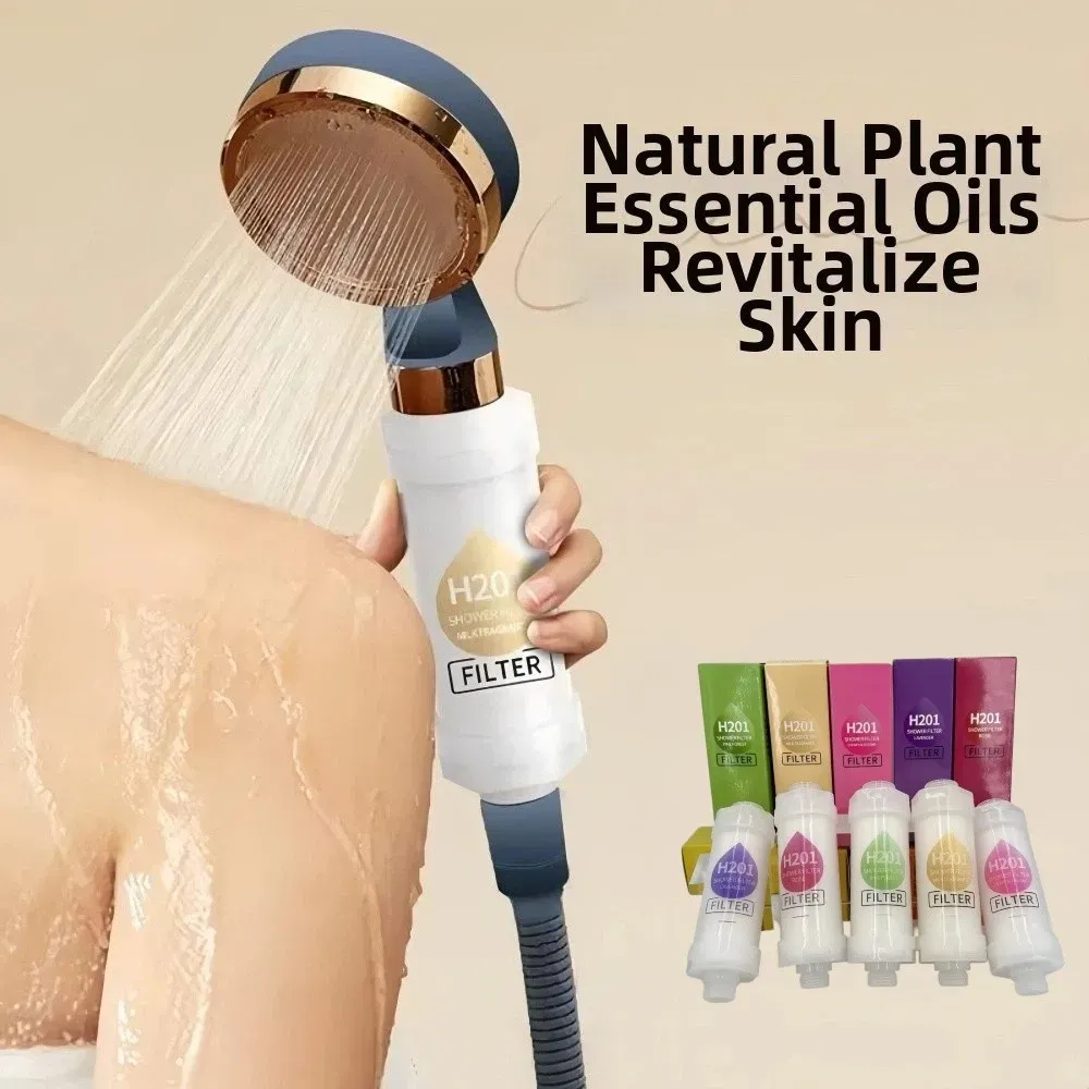 Filtre de douche haute pression à la vitamine C, parfum lavande, déchloration et adoucissement de l'eau 2