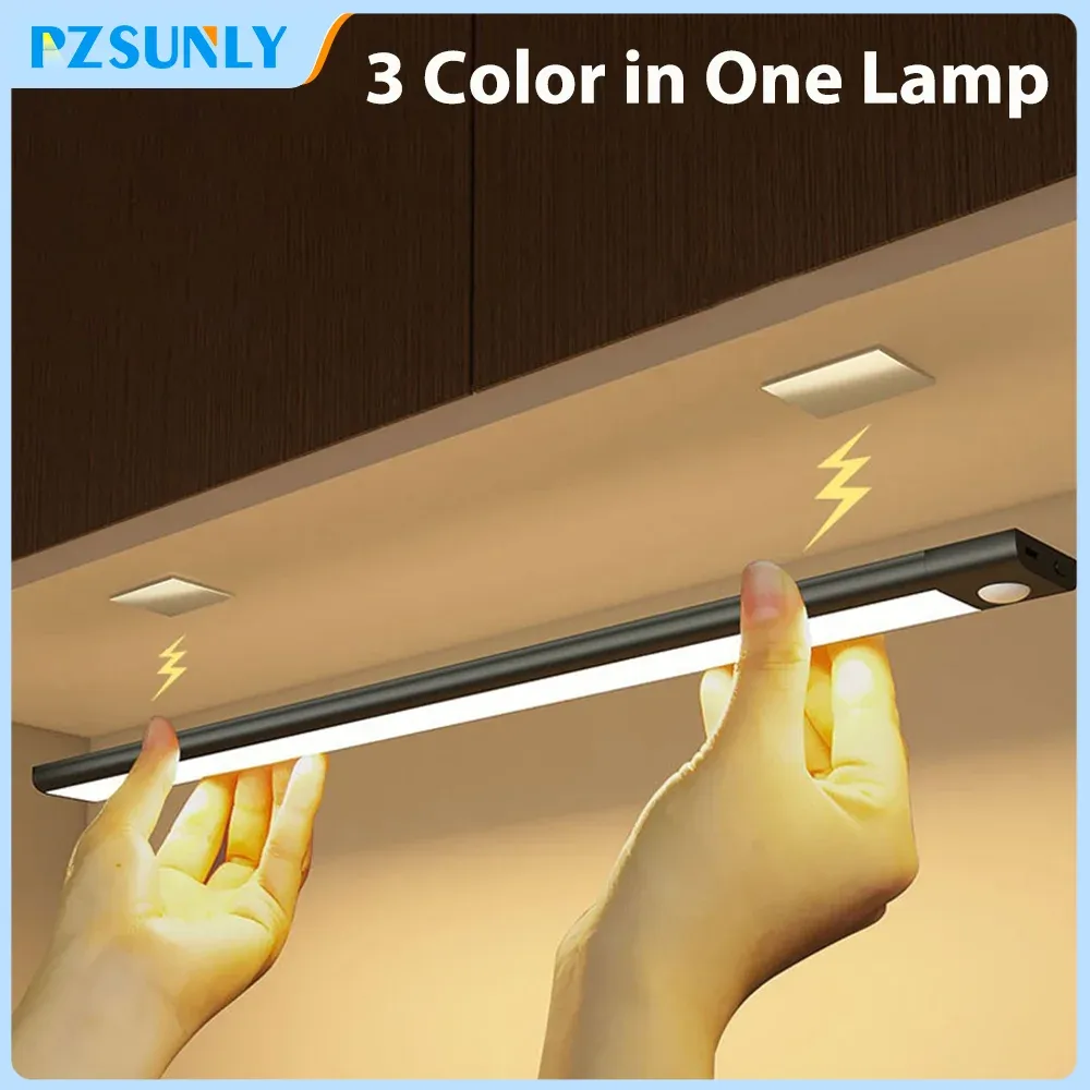 Veilleuse LED sans fil rechargeable par USB avec détecteur de mouvement, idéale pour armoire, garde-robe et cuisine