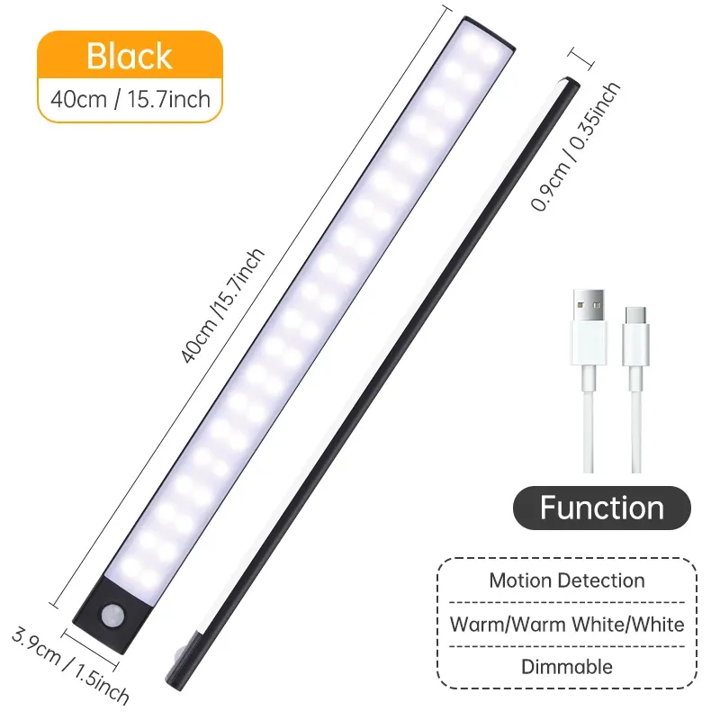 Veilleuse LED sans fil rechargeable par USB avec détecteur de mouvement, idéale pour armoire, garde-robe et cuisine 11
