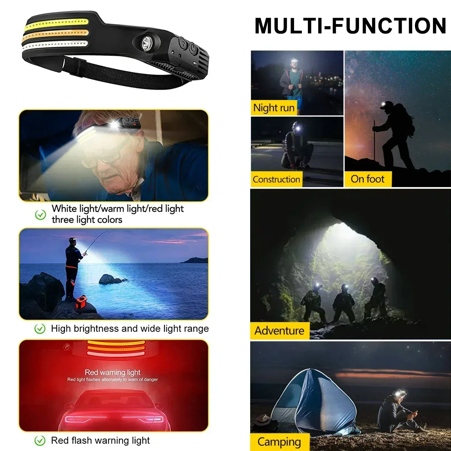 Lampe frontale en situation d'utilisation