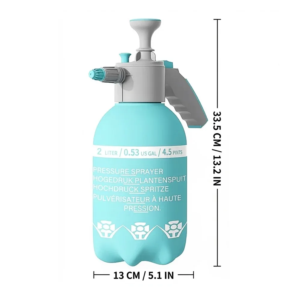 Pulvérisateur d'eau à pression manuelle 2 L, pompe de jardin portable, bouteille de pulvérisation pour mauvaises herbes et nuisibles, arroseur de plantes, lavage de voiture, arrosoir 8