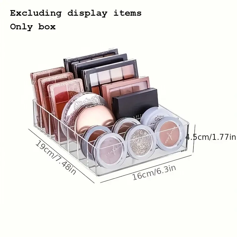 Organisateur de maquillage en plastique transparent à 7 compartiments pour rouge à lèvres et fard à paupières 3