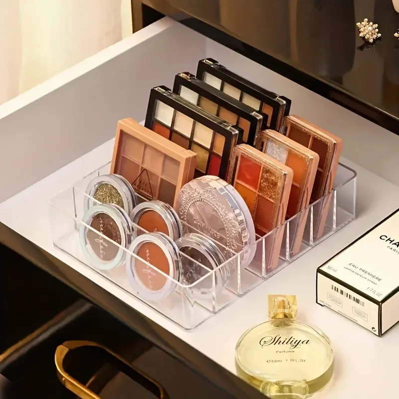 Organisateur de maquillage en plastique transparent à 7 compartiments pour rouge à lèvres et fard à paupières 6