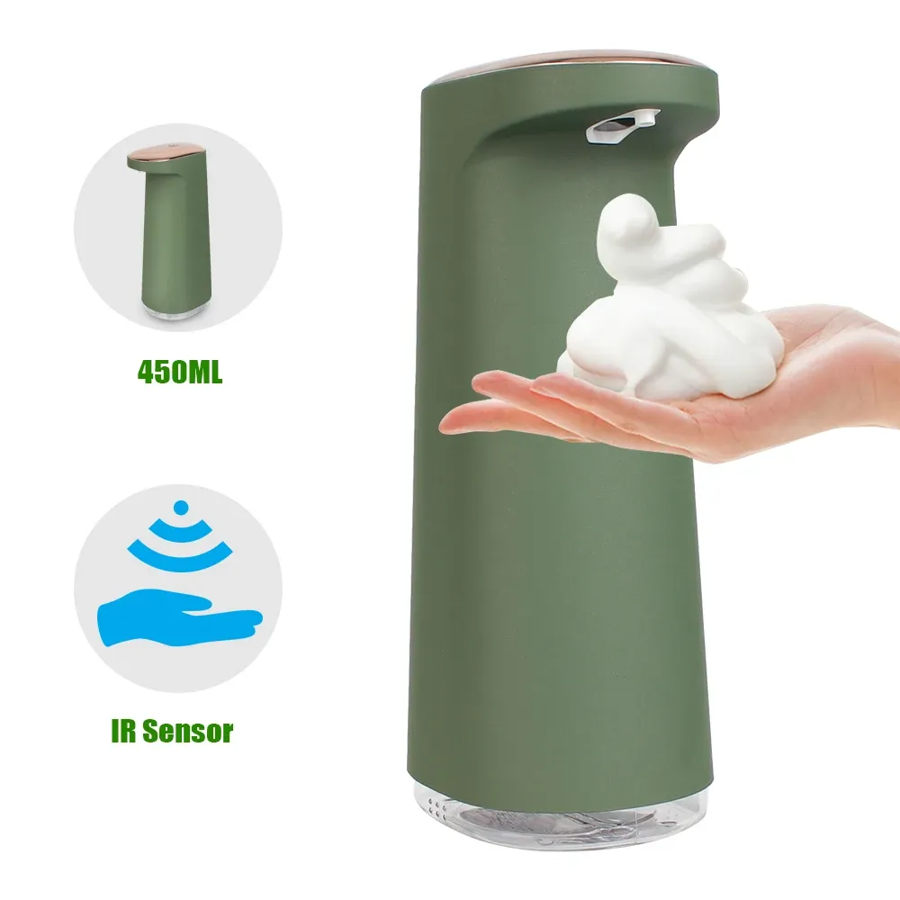 Distributeur automatique de savon moussant sans contact 450 ml, rechargeable par USB, portable, pour salle de bains et cuisine - Image 1