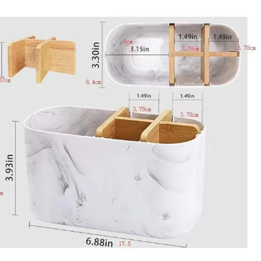 Porte-brosses à dents électriques en bambou avec 5 emplacements, organisateur de comptoir pour salle de bain, pour brosses à dents électriques et dentifrice 6
