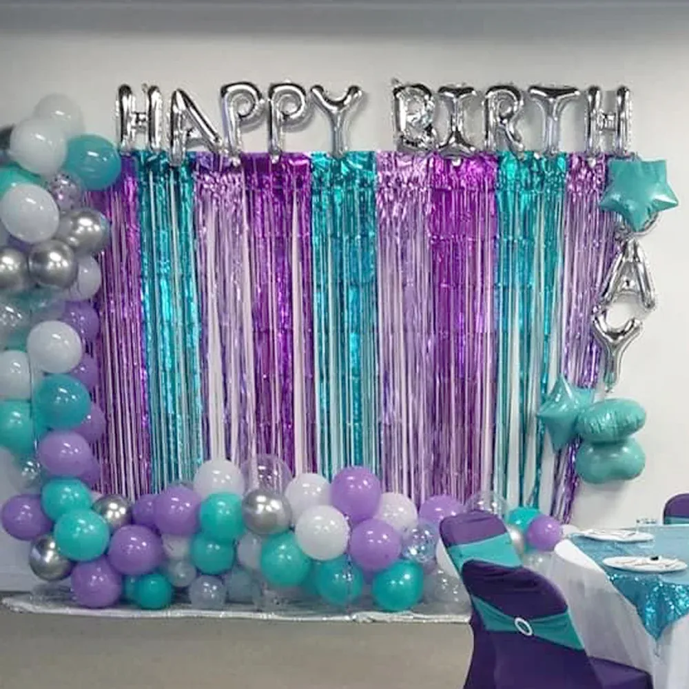Rideau à franges argenté pour décor de mariage