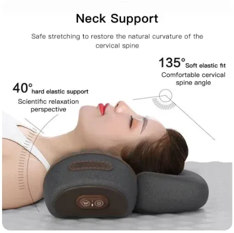 Oreiller cervical électrique masseur avec chauffage, vibration et traction orthopédique 3