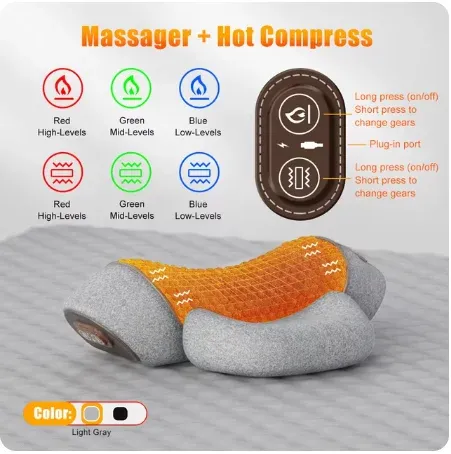 Oreiller cervical électrique masseur avec chauffage, vibration et traction orthopédique 9