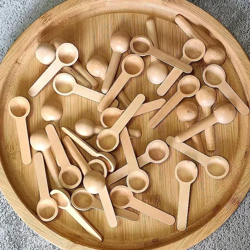 Lot de 10 mini cuillères en bois pour cuisine, miel, café, sel et épices 1